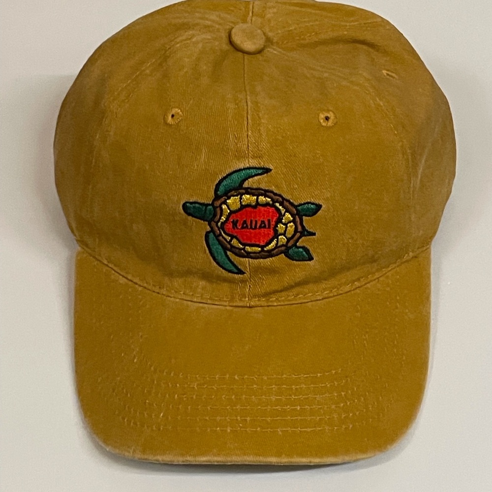 🟢NWT Kauai Sea Turtle Embroidered Dad Hat | Mustard Adjustable Hawaii Cap